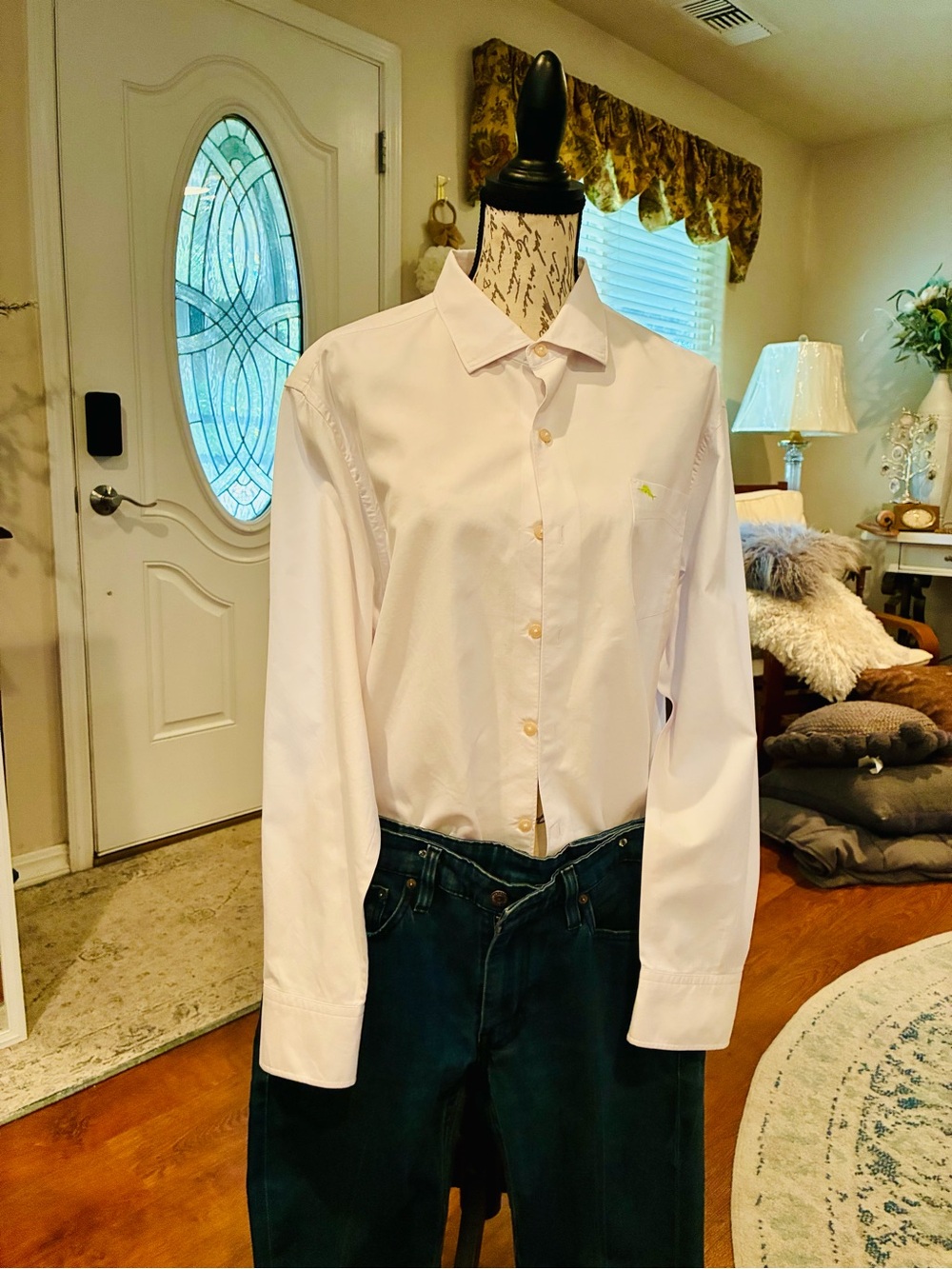 Tommy Bahama Cotton-Silk blend White Long-Sleeve Button-Up Dress Shirt